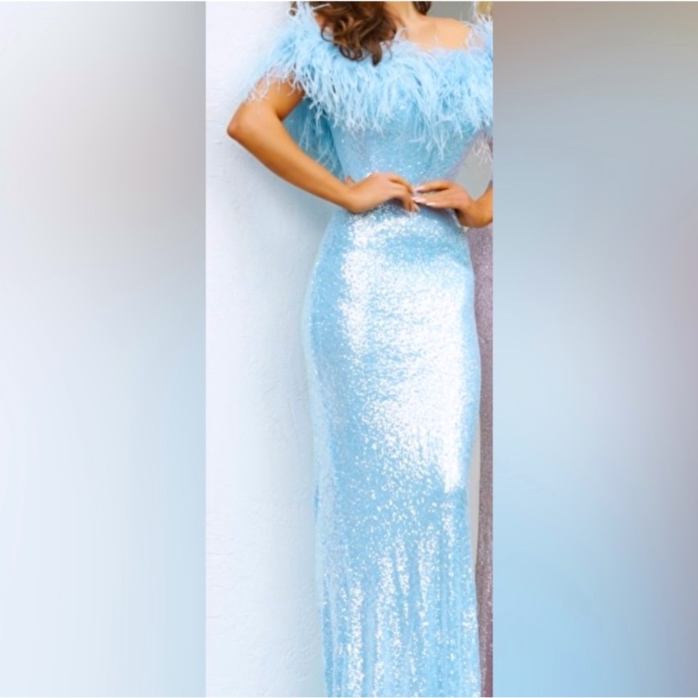 Jovani size 0 blue sequin prom dress